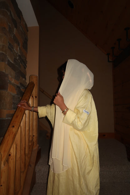 Butter Yellow Linen Abaya