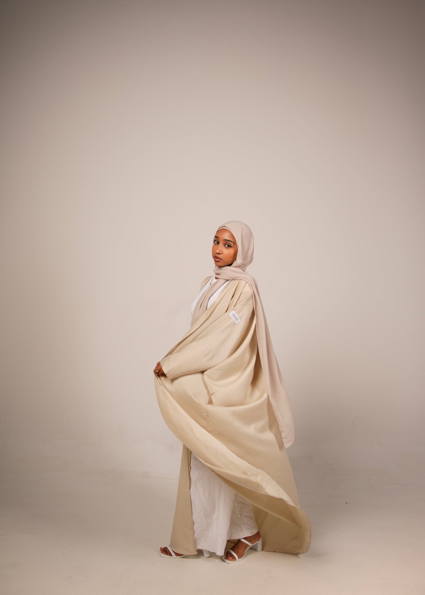 Cream Silk Abaya