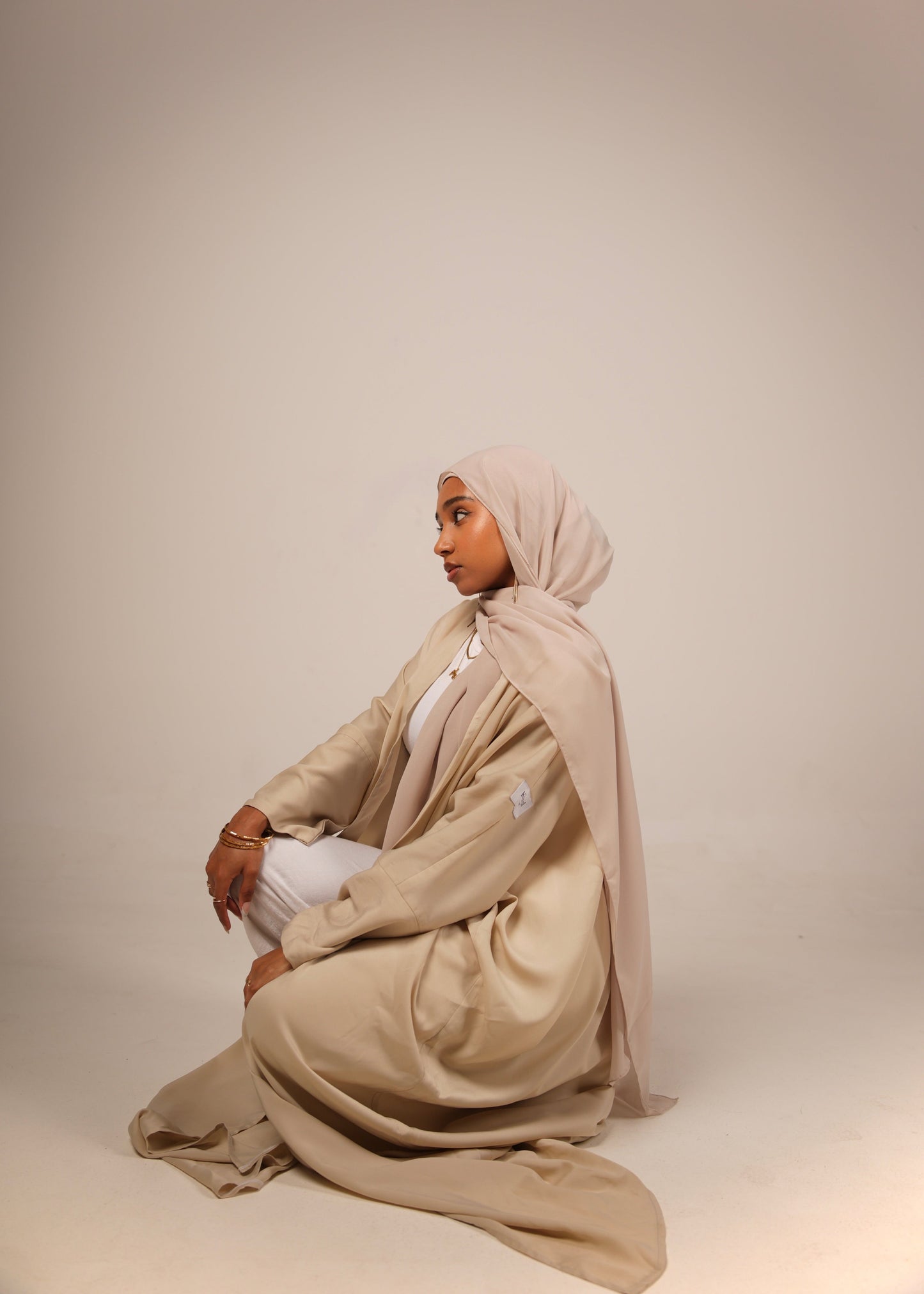 Cream Silk Abaya