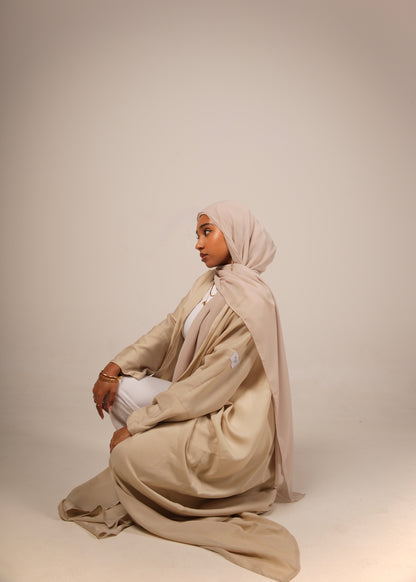 Cream Silk Abaya