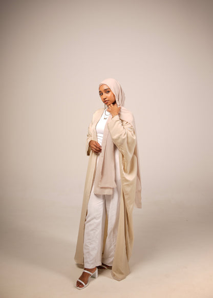 Cream Silk Abaya