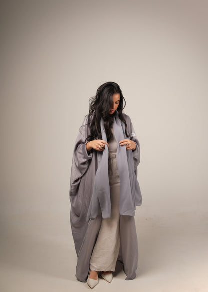 Grey Silk Abaya