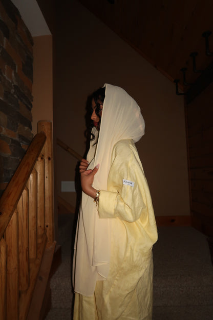 Butter Yellow Linen Abaya
