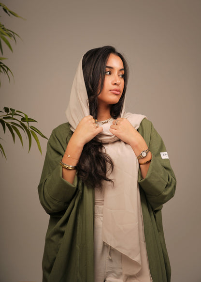 Green Linen Abaya