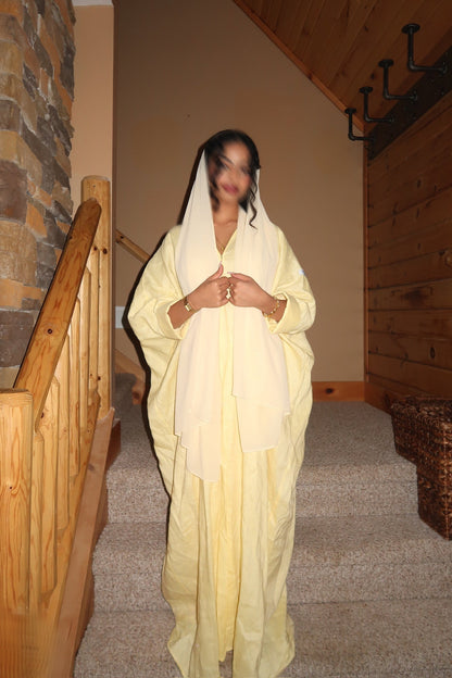 Butter Yellow Linen Abaya