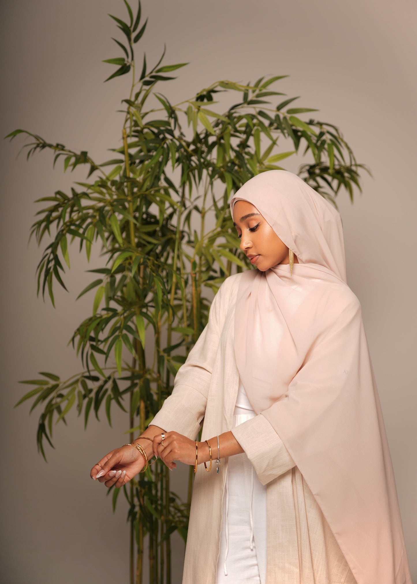 Beige Linen Abaya