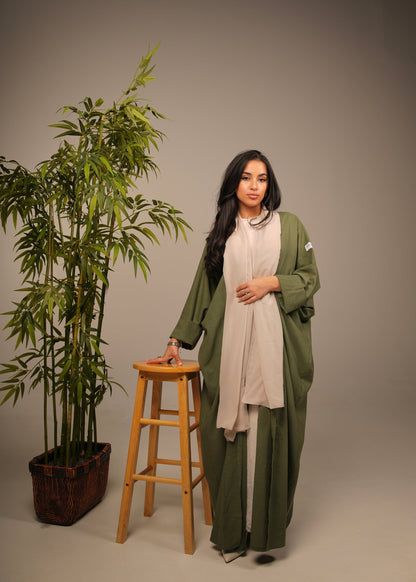 Green Linen Abaya