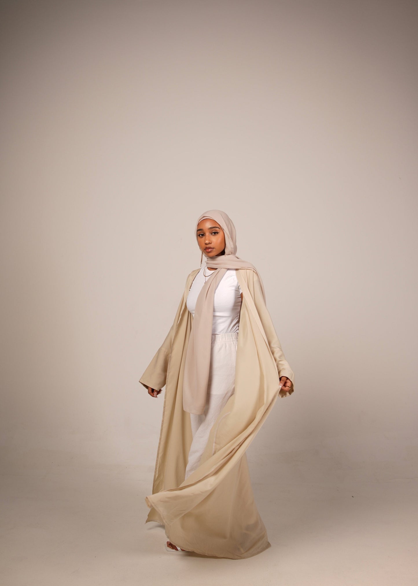 Cream Silk Abaya