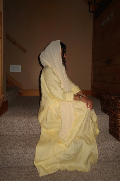 Butter Yellow Linen Abaya